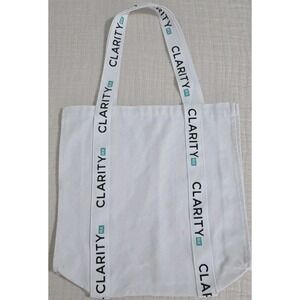 ROXY Clarity Cotton Canvas Tote Bag New Beach Pool‎ White Teal Surf